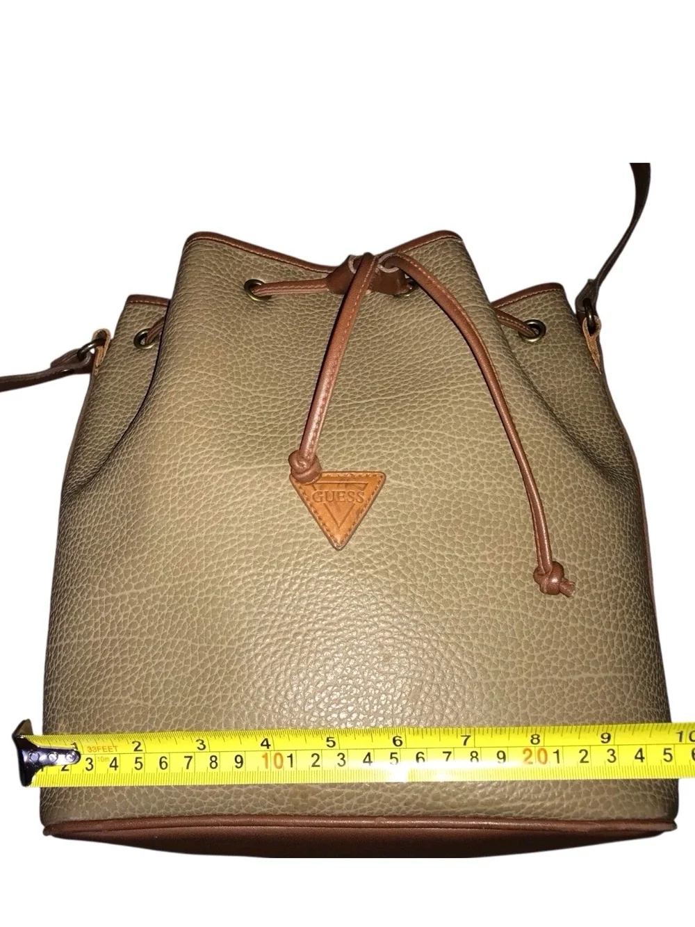 Guess Metallic Gold Drawstring Bucket Bag
